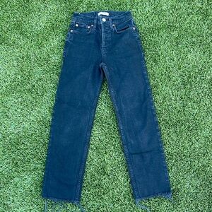 Re/Done Denim Jeans - High Rise Stove Pipe in Jet Black